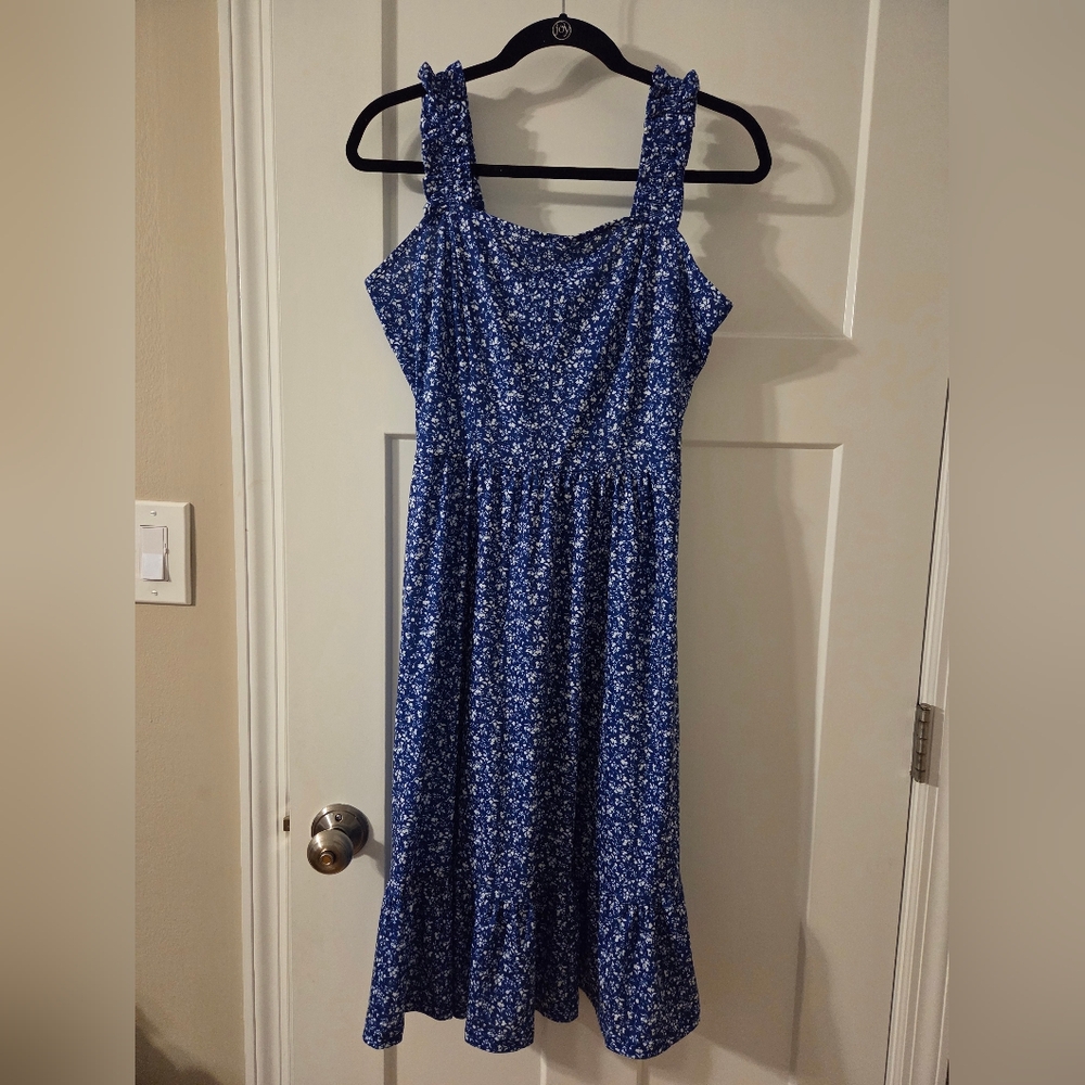 Floral Blue Midi Dress